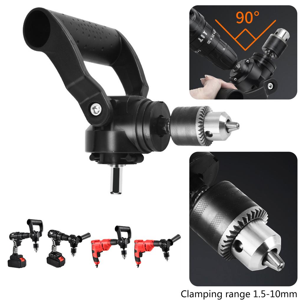 Right Angled Drill Chuck Adapter Antislip Multifunctional Drill Attachment Adapter Right Angled Drill Attachment Metal