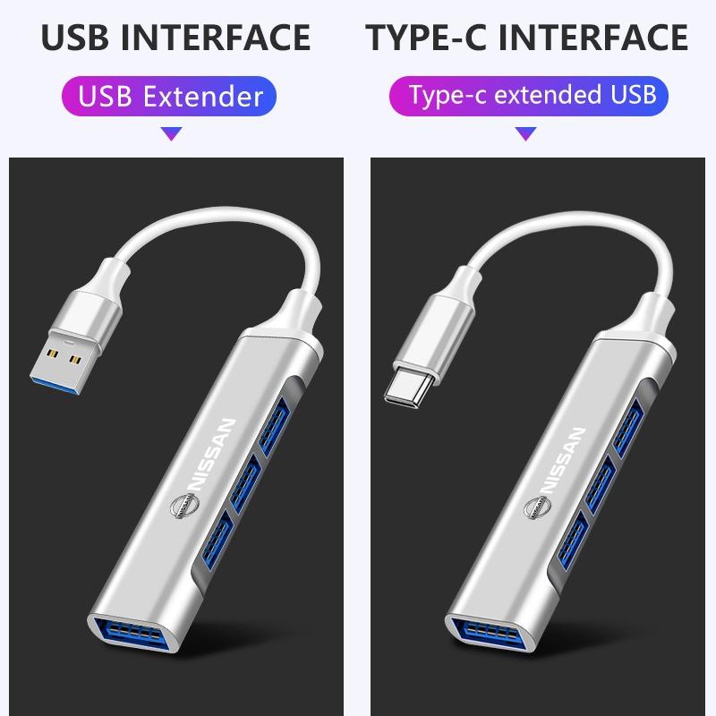1 шт. Адаптер Type-C на USB Многопортовый распределитель-хаб Автотовары для Nissan Nismo Qashqai X J10 Trail Tiida Teana Skyline Juke X-trail Almera