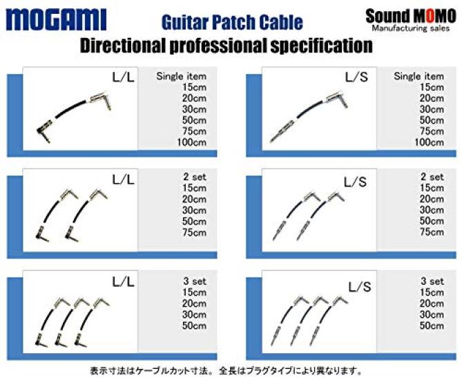 Sound MOMO Guitar Patch Cable P3LL Black 20cm [MOGAMI 2524]