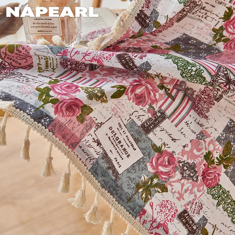 1 шт. NAPEARL полузатемняющие французские романтические ретро-шторы с розовым принтом и кисточками для маленьких окон, балкона, спальни, гостиной, домашнего декора