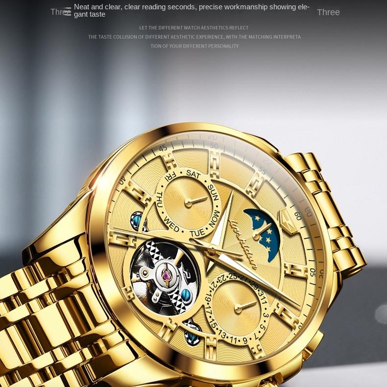 JINSHIDUN брендовые многофункциональные автоматические механические часы с турбийоном мужские часы мужские часы