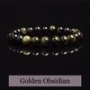 Natural Golden Obsidian Stone Beads Bracelet Men Women Golden Light Rainbow Obsidian Raw Stone Round Bead Natural Energy Jewelry