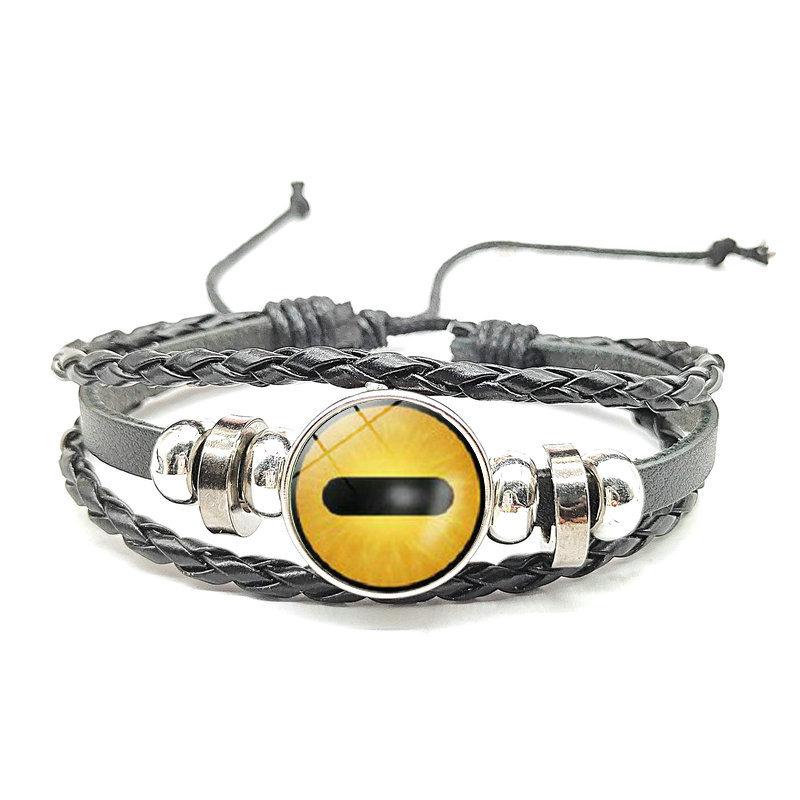 Браслет из черной многослойной кожи с камнем времени в стиле Наруто Мори