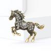 Vintage Rhinestone Horse Brooch Alloy Running Horse Lapel Pin Sweater Cardigan Coat Business Suit Decoration Men Women Clothing Accessories