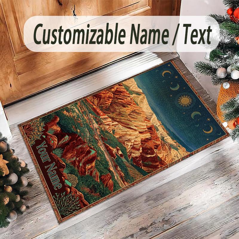 Cosmic Theme Crystal Velvet Floor Rug Personalized Custom Name Text Warm Carpet Home Decoration