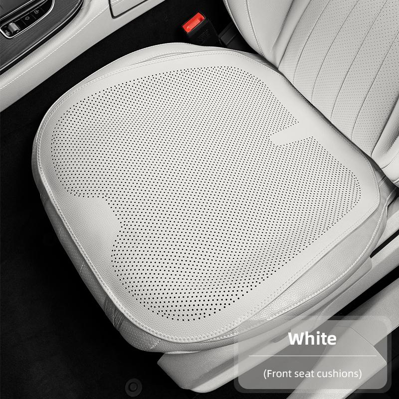Four-Season Universal Car Seat Cushion Pu Leather Protective Pad Perforated Breathable Integrated Half-Cover Front and Rear Seat Cover Car Interior