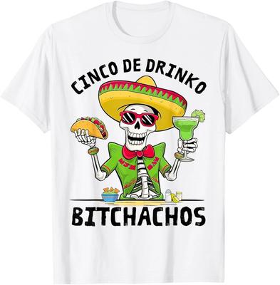 Funny Cinco De Drinko Bitchachos Mexican Fiesta Drinking Men T-Shirt