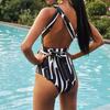 1011 New swimsuit women's striped straps A variety of ways to wear one-piece swimsuit 1110