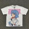 Неон Genesis Evangelion Рей Аянами Винтажная Стиранная Черная Хлопковая Футболка для Женщин и Мужчин Удобная