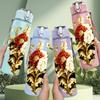 1PC Dried Wheat Floral Bouquet Print 750ml Color Plastic Sports Water Bottle Leakproof Flip Straw Lid Suitable for Sports Office Home Use