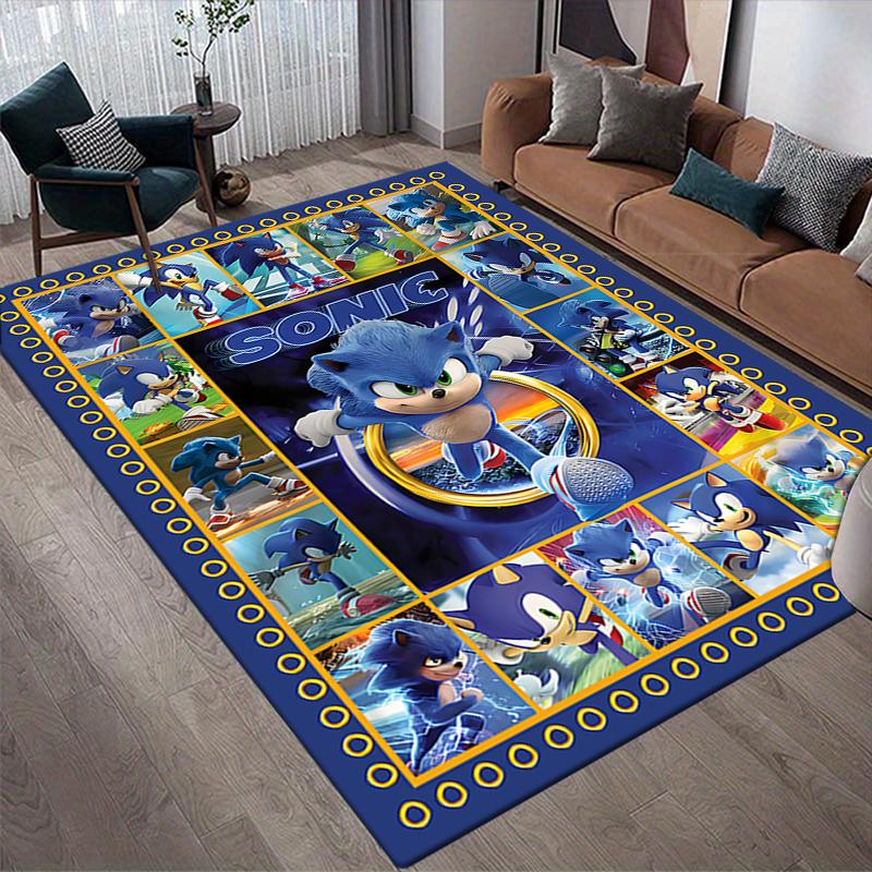 Sonic Adventure Style Crystal Velvet Rug, Soft Anti‑Slip Crystal Velvet Carpet for Living Room Bedroom Home Decor
