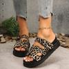 Fashion High Quality Leopard Metal Buckle Design Women Slippers Sexy Comfort Non Slip Slide Sandals Summer Size 43 Platform Flip Flops