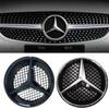 YEW1 Black & Silver Border Car Front Grille Star Emblem for Mercedes-Benz W205, C, E, ML, GL, GLA, CLA (2013-2016)