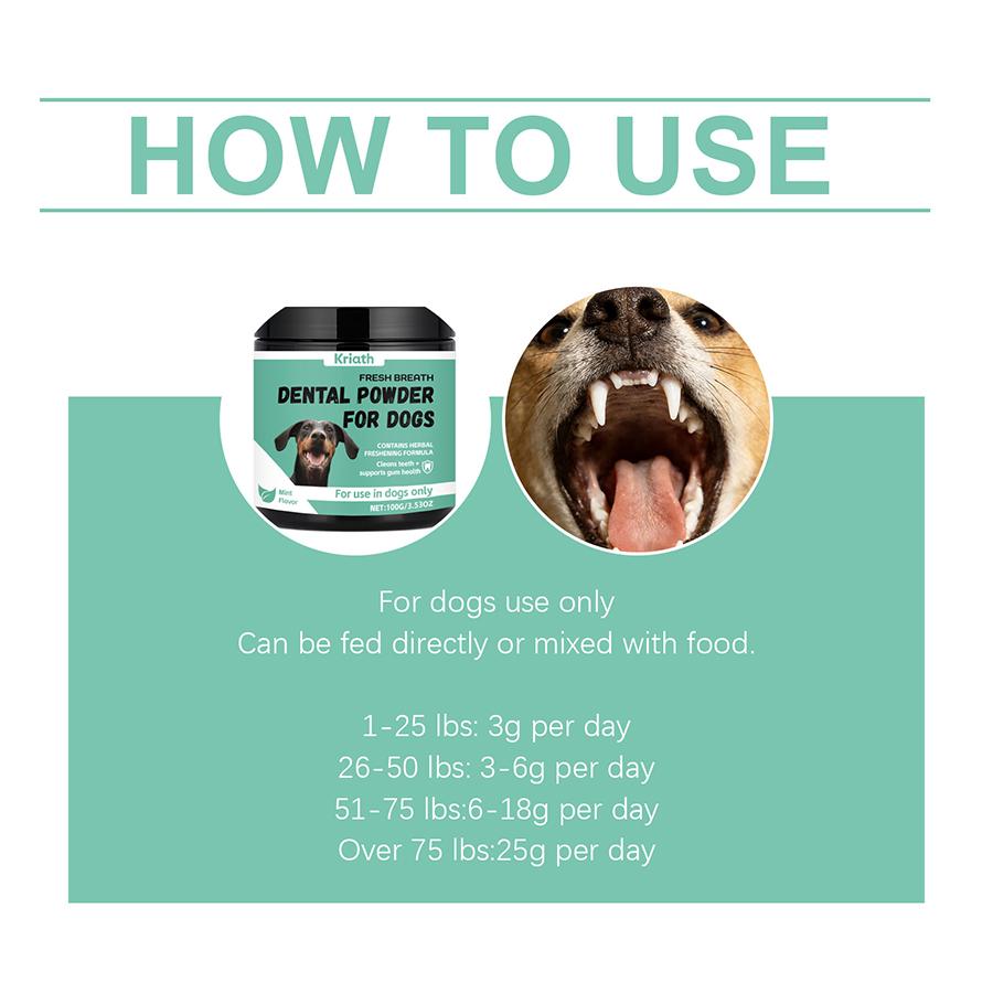 Dog Dental Powder Breath Freshener Plaque Tartar Clean Care Probiotics for Pet Intestinal Digestive Health Food Topper