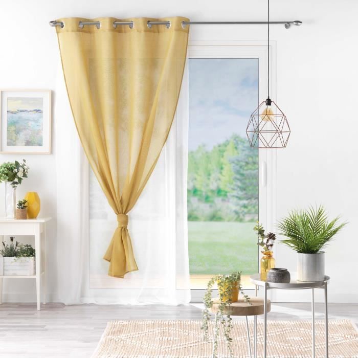 Rideau voilage - Duettos - Jaune - 140 x 240 cm - 100% polyester - 8 œillets métal