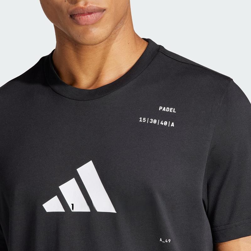 adidas Футболка с коротким рукавом и принтом логотипа, свободная, мужская, черная IS2403