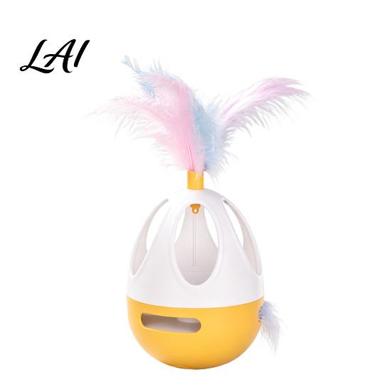 Electronic Feather Toys for Cats Interactive Cat Wobble Toy Automatic 360 Degree Rotating Chirping Motion Activated Kitten Sound Touch Toy
