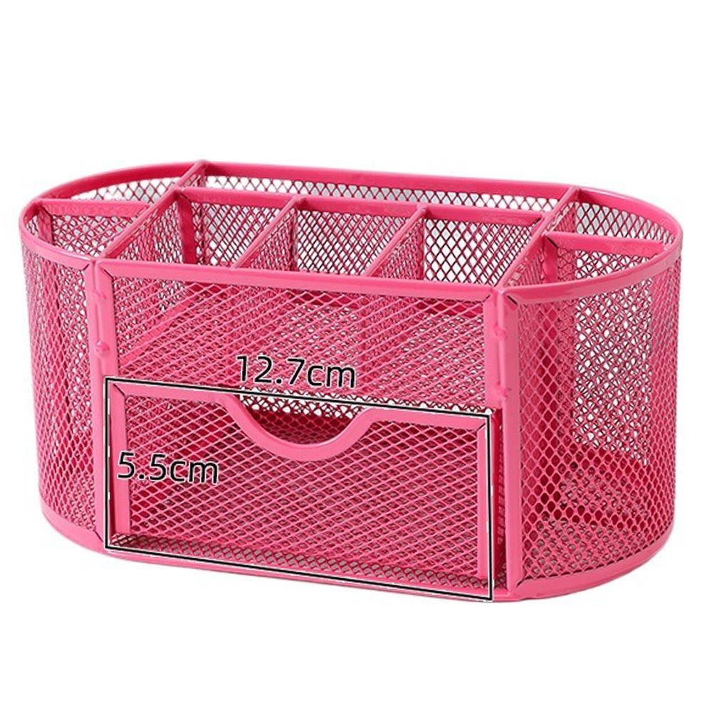 Высокое Качество С Ящиком Коробка для Хранения Настольный Органайзер Контейнер для Канцелярских Принадлежностей Металлическая Сетка Подставка для Ручек