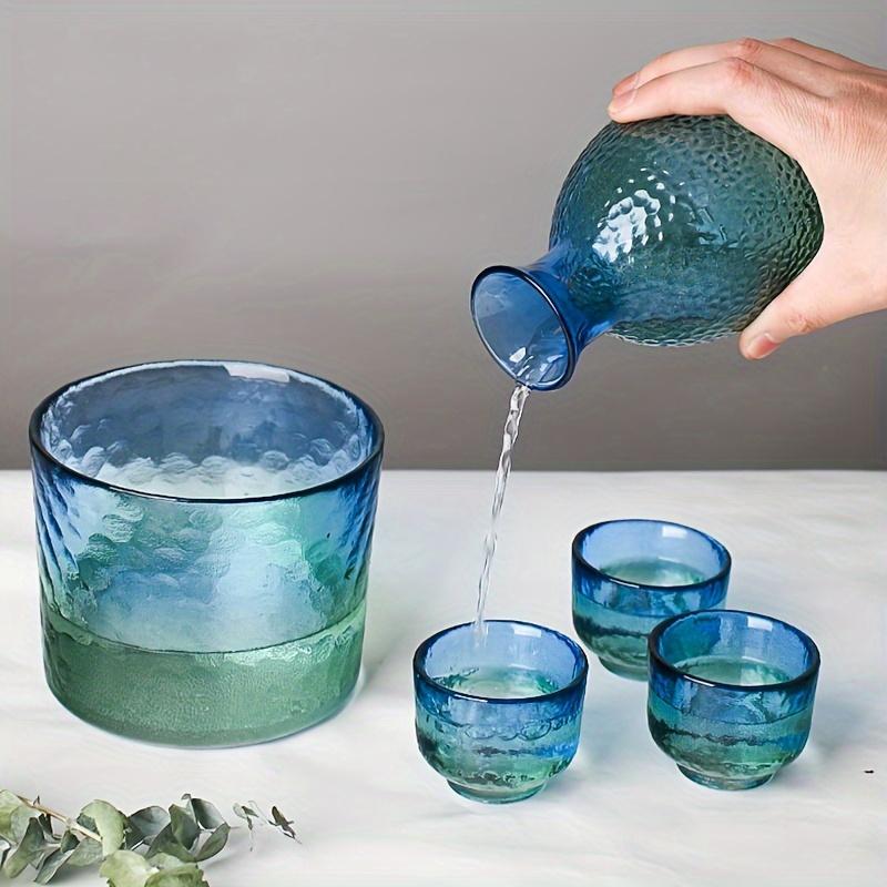 Набор для саке из кованого стекла в японском стиле, бутылка и чашки для саке, домашняя барная посуда