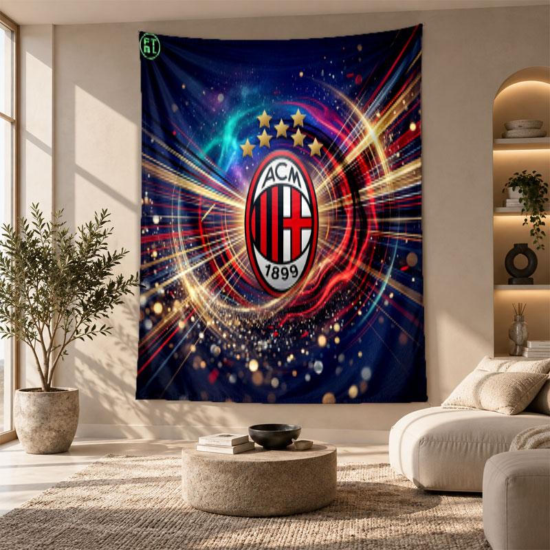 Decorative Tapestry,AC Milan Printed Wall Art, Lightweight Wall Hanging For Bedroom Background