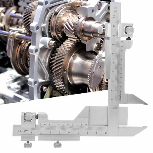 Vernier Caliper, Stainless Steel Gear Teeth Vernier Caliper Thickness Gauge Measuring Tool has two movable vernier scales that are perpendicular to ea