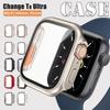 Tempered Glass with Pc Case Upgrade To Apple Watch Ultra 49mm ,for Apple Watch 8 7 45mm 41mm for Iwatch Series SE 6 5 4 40mm 44mm Screen Protector PC