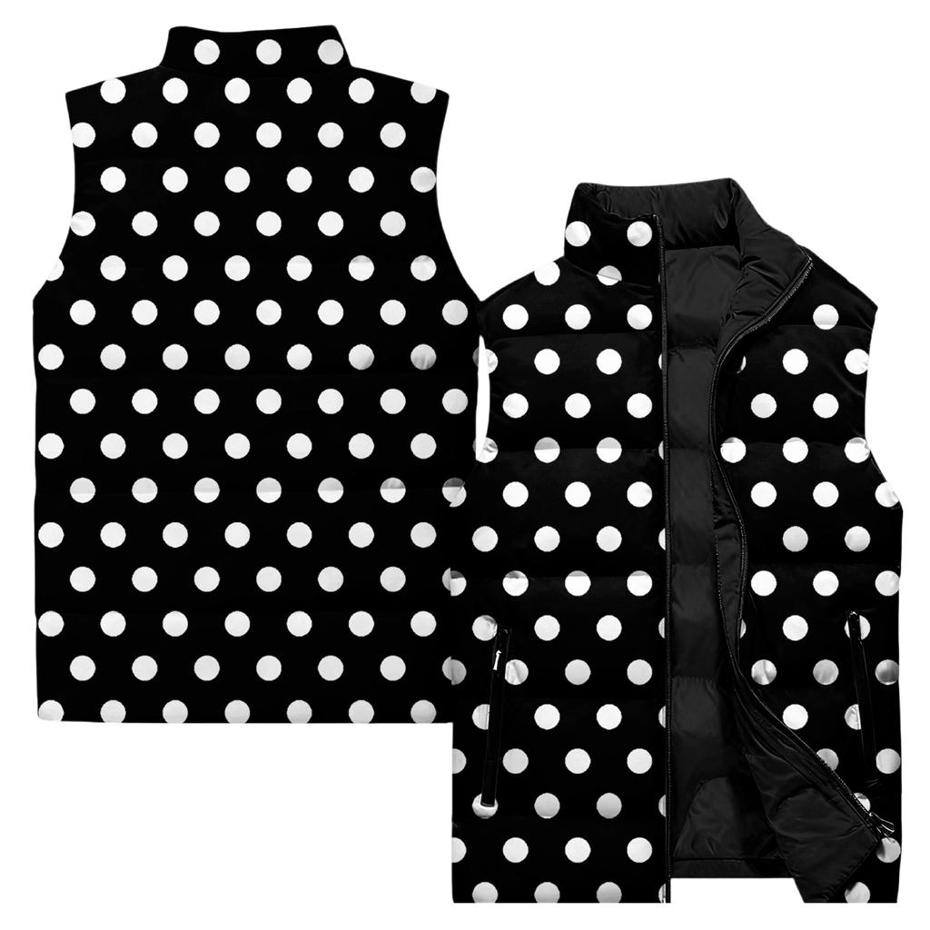 Ladies' Casual And Fashionable Sleeveless Vest Polka Dot Printing Cotton Jacket
