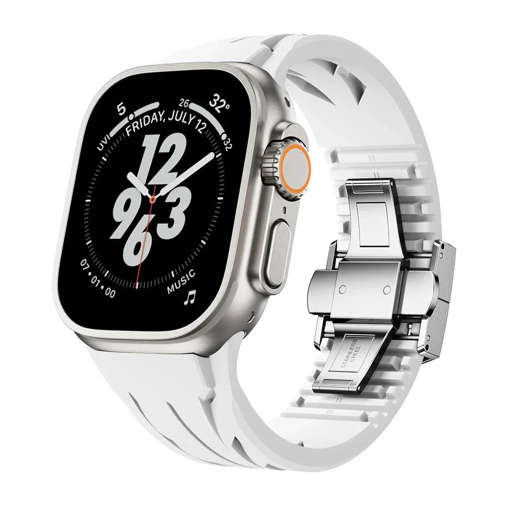 Силиконовый ремешок для Apple Watch Ultra 2 49 мм 10 46 мм 9 8 7 45 мм 44 мм Премиальный браслет для Iwatch Серии 6 5 4 Se Ремень, обрезаемый по размеру