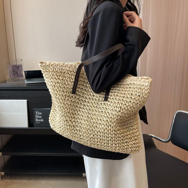 Large Capacity Straw Woven Large Women's Bag Versatile Shoulder Bag Summer Fashion Tote Bag