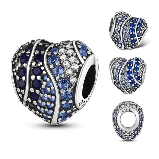 Ocean Blue Cz Бусина 925 Серебро Морская Черепаха Земляная Сова Шарм Подходит для нового браслета Летняя серия Ожерелье с подвеской