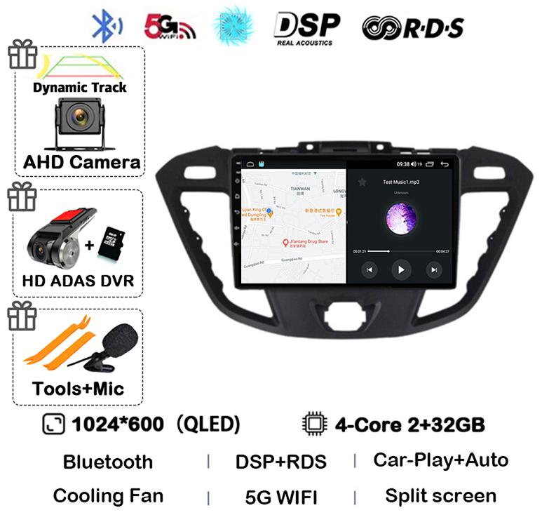 Android 14 Auto Carplay Car Radio For Ford Transit Custom 2013-2018 Multimedia Video Player Navigation GPS 4G+WIFI Stereo Audio