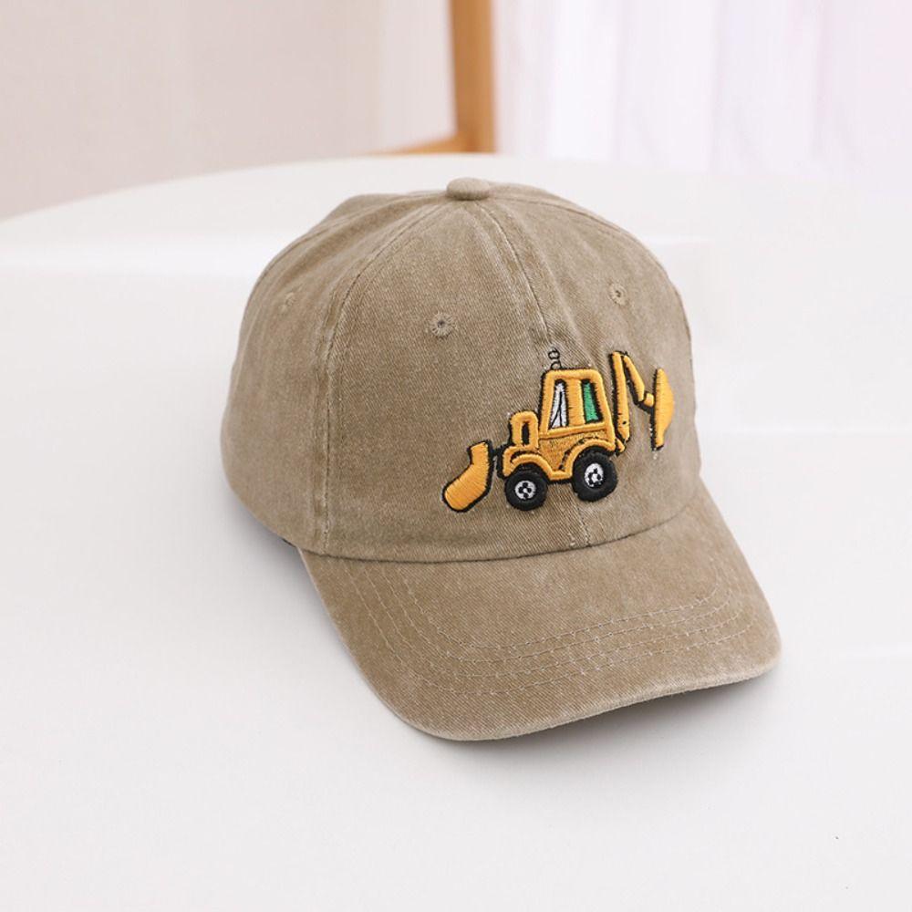 Бейсболка детская с вышивкой «Экскаватор», регулируемая детская бейсболка, спортивная кепка с козырьком для детей