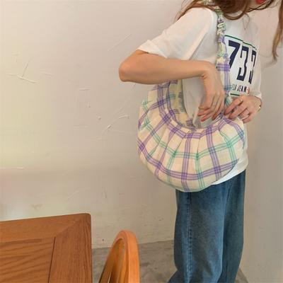 Новая складчатая клетчатая сумка через плечо большой емкости женская холщовая сумка портативная сумка-мессенджер женская для commuters под мышку