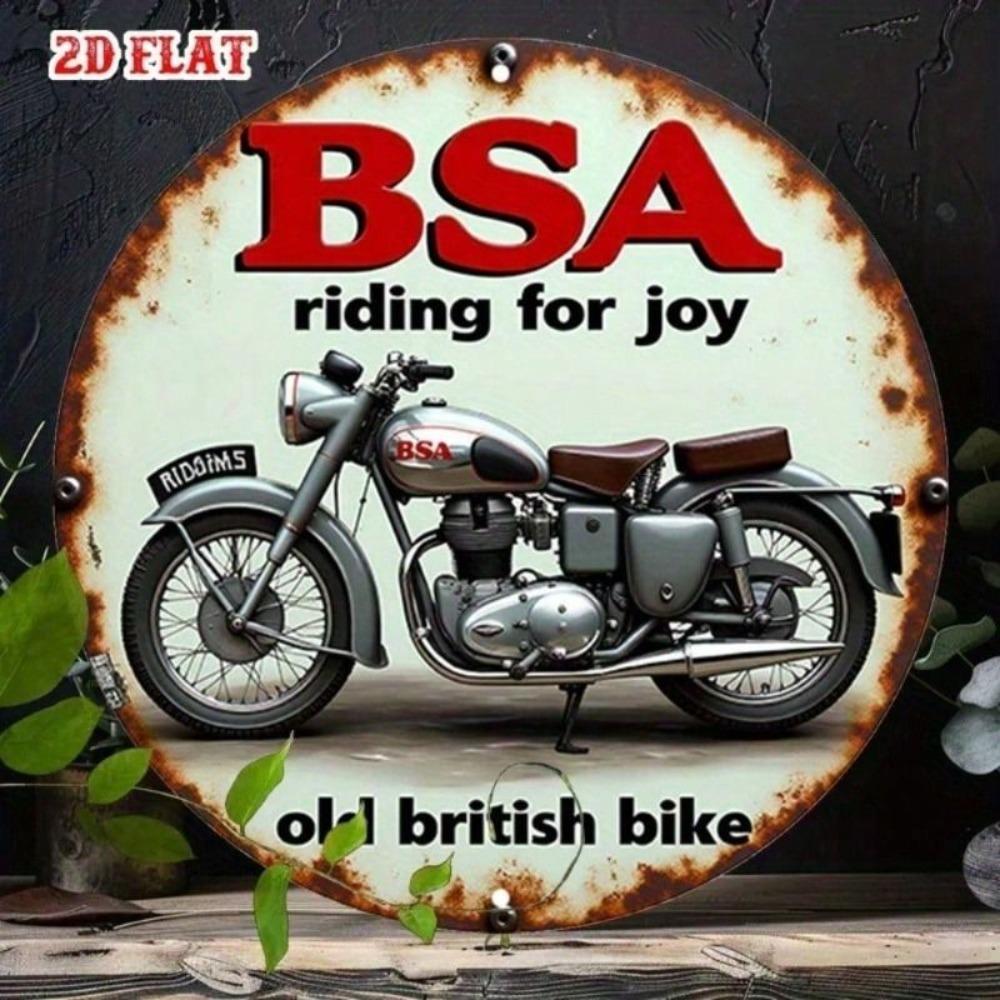 Винтажная металлическая табличка BSA Motorcycle, Алюминиевая настенная art 20 см, Ретро Декор для Гаража Бара