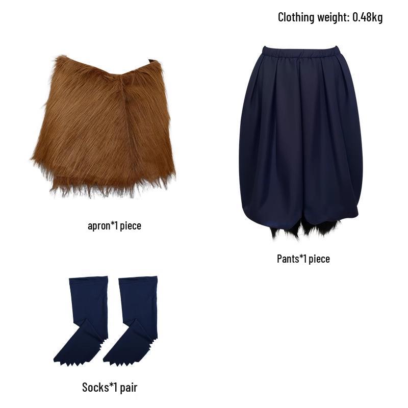 Костюм для косплея Иноске Хасибиры из «Клинка, рассекающего демонов» с маской свиной головы и комплектом штанов с травяной юбкой для Хэллоуина