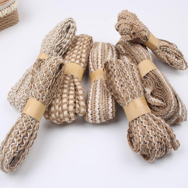 Hemp Rope Braided Lace: White & Yellow Wave for Handmade Crafts