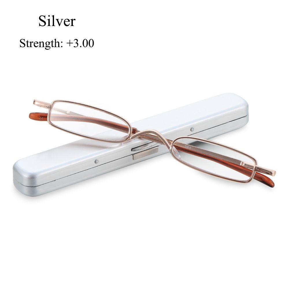 Elderly Metal Frame Slim Small Reading Glasses Resin Lens Vision Care Eyewear