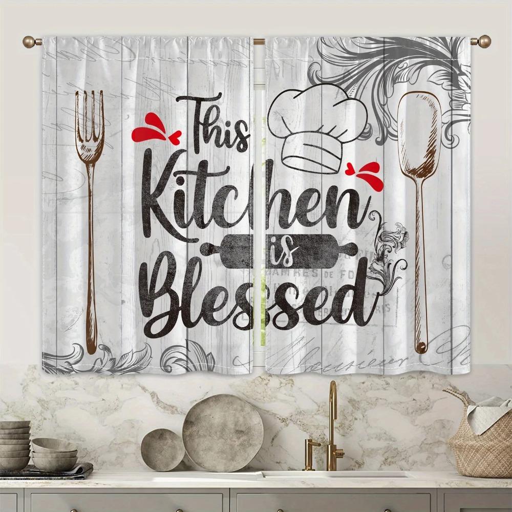 Farmhouse Kitchen Drapes Country Style Rustic Style Fork Knife Retro Window Treatment For Kitchen Bedroom Cafe Living Room Home Dec