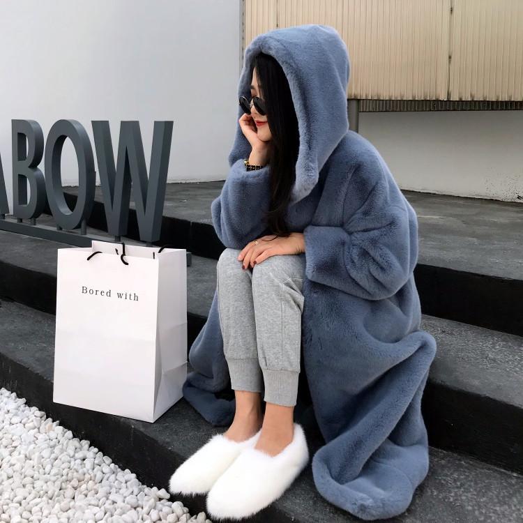 Женская зимняя плюшевая толстая плюшевая норковая куртка с капюшоном, свободное пальто из утолщенного меха XS-2XL