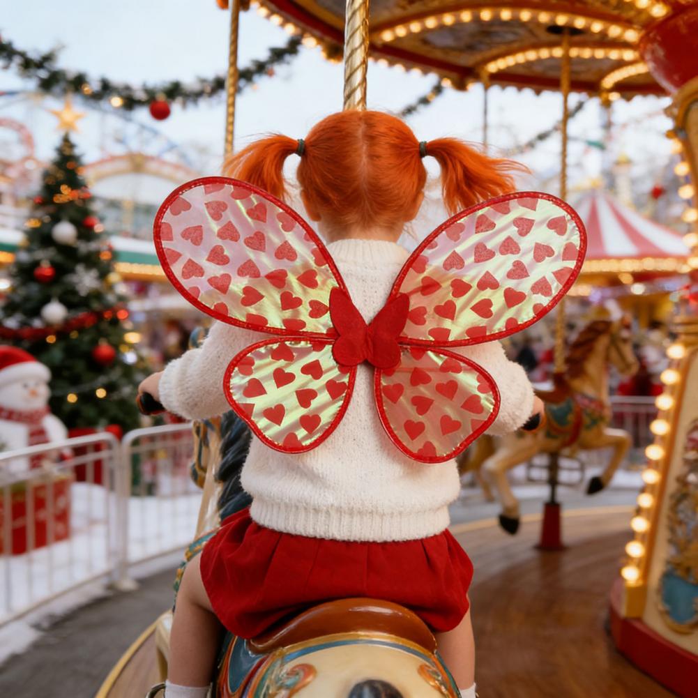 Wings Costume Butterfly Wings for Girls Organza Heart Butterfly Wings for Kids Fairy Costume Accessories Halloween Princess