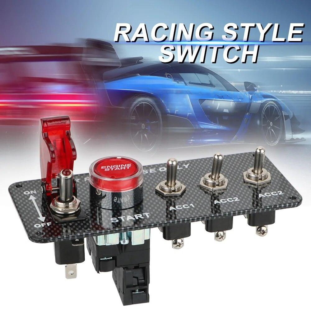 With Ignition Push Buttons 12V Rocker Switch Panel Racing Car Starter Start Stop Light Toggle For Boat Autotruck RV Accessories