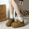 [Zhike] Fat Dun Dun Bread Shoes~ Ugly Cute Lace-up Platform Casual Forrest Gump Board Shoes Women's Muffin Bread Shoes