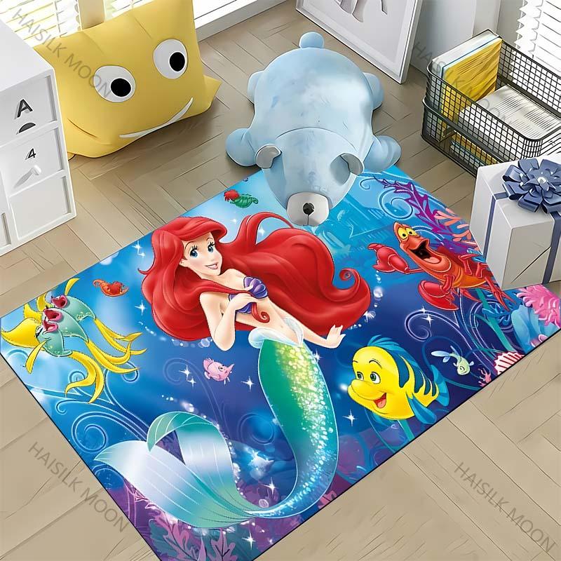 17 Styles Beautiful M-Mermaid Princess Print Carpet Rug for Bedroom Living Room Decor, Kids Play Non-Slip Decor All Seasons Mats