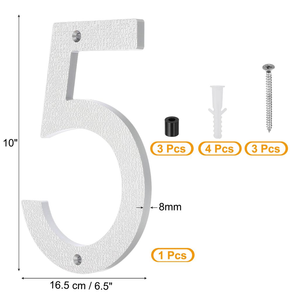 10 Inch House Number, House Address Numbers Sign Large Floating Modern with Screws for Outside Door Wall Street, Silver, 0-9