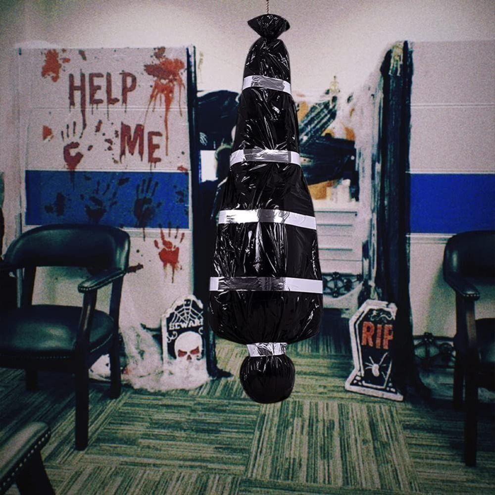 Black Hanging Corpse Inflatable Halloween Ornament Decor Prop Dead Victim Props  Outside