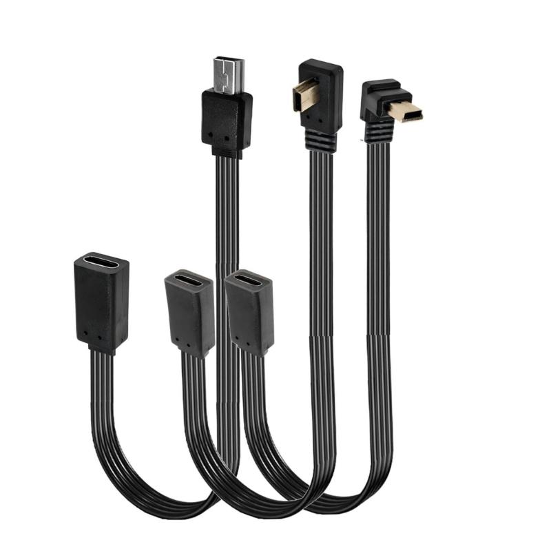 Зарядный кабель 26AWG Type C (розетка) - Mini USB (вилка) с передачей данных 480 Мбит/с для узких мест и различных устройств
