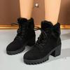 Fashion Warm Fluffy Fur Black Ankle Boots Women 2025 Winter Non Slip Thick Bottom Snow Boots Chunky Platform High Heel Shoes for Woman