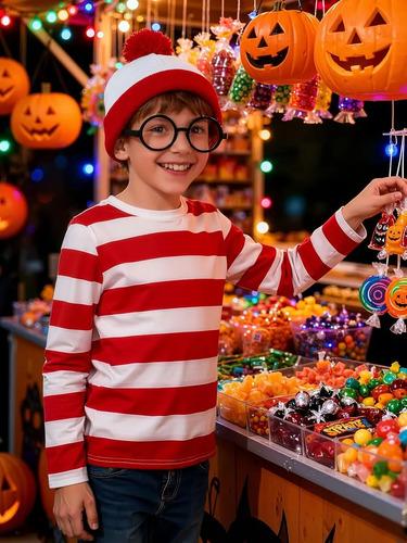 Uratot Children's Halloween Costume Set, Red And White Str