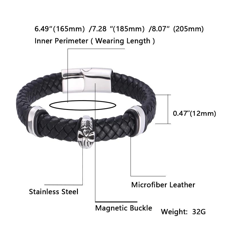 Браслет с панк-металлическим черепом, плетеный вручную, многослойный кожаный браслет, мужской хип-хоп, рок, езда на велосипеде, ювелирные изделия, аксессуар