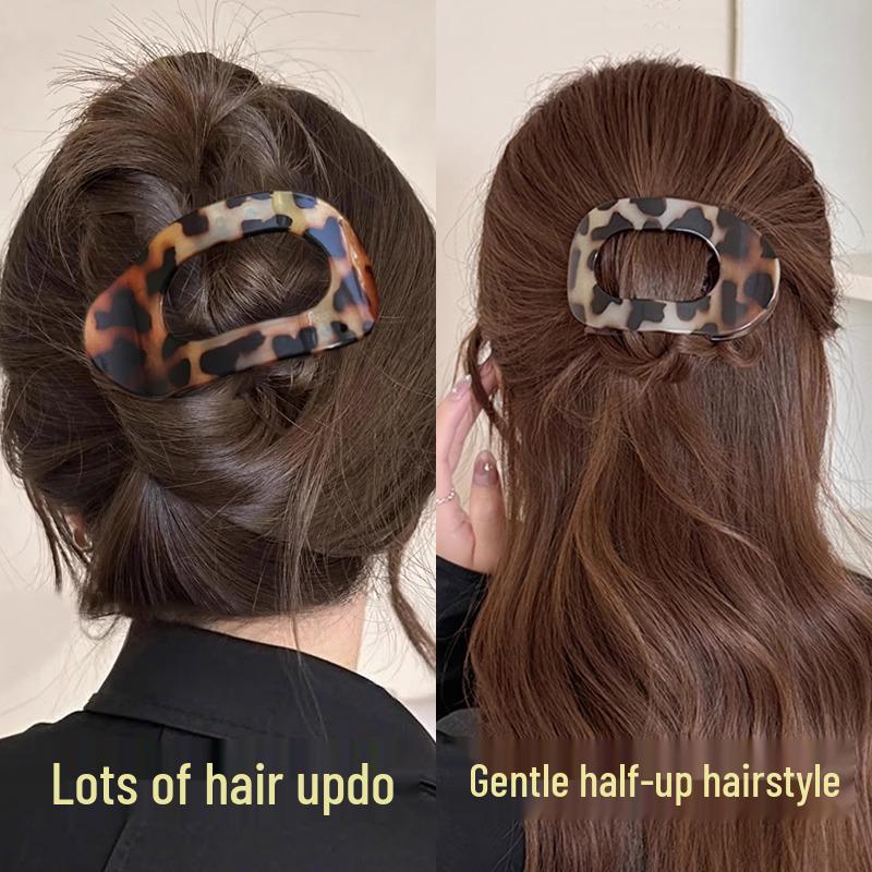 Удобная заколка-краб из абалона для женщин - Полностью назад, круглый плоский пучок и изогнутый хвост, аксессуар для волос